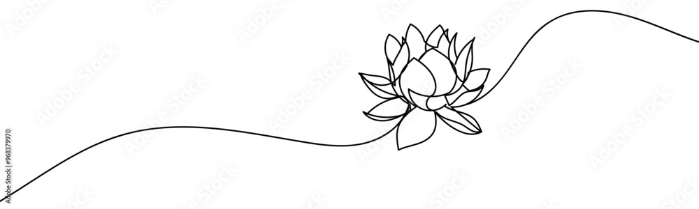 lotus illustration of a flower line art style vector with transparent ...