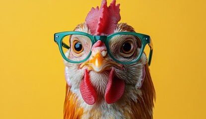 Wall Mural - A Rooster Wearing Glasses