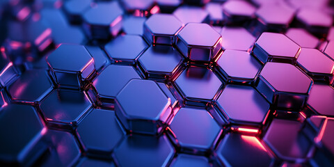 Aufkleber - Abstract background forming by hexagonal shapes with neon lights