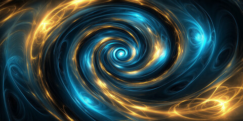 Poster - Abstract blue and gold swirl design element is glowing