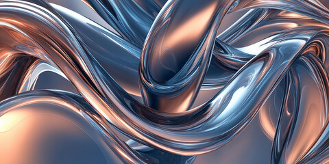 Aufkleber - Metallic liquid mercury flowing in waves abstract background