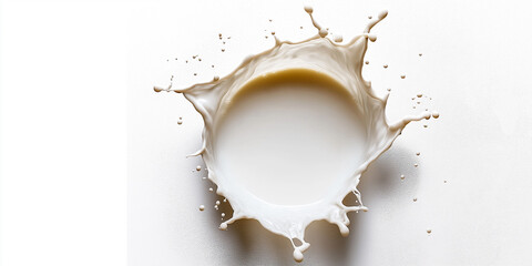 Poster - Milk is splashing and forming a circle on a white background