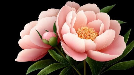 Poster - A close up of a pink flower with a green stem