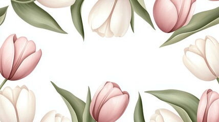 Sticker - A white background with a flowery border of pink and white flowers