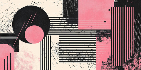 Abstract geometric background featuring pink and black shapes