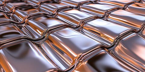 Metallic chrome wavy tiles repeating pattern background