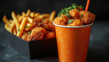 Poster - Crispy Fried Chicken and Fries in Paper Containers