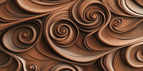 Aufkleber - Brown abstract swirling spiral pattern background design