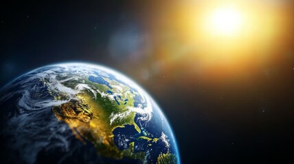 Wall Mural - the sun is shining on the earth, creating a beautiful and serene scene