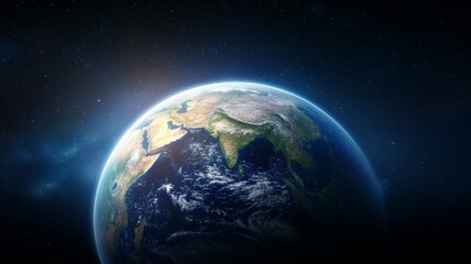 Wall Mural - a close up of the earth with the sun shining on it