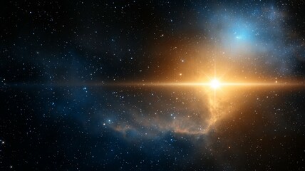 Wall Mural - a starry sky with a bright yellow star in the center