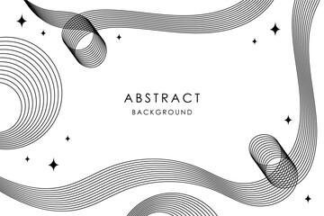 Leinwandbilder - Abstract black and white background with geometric shapes and wavy lines. Place for text. Vector illustration