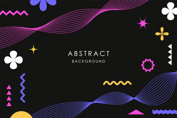 Leinwandbilder - Abstract bright background with geometric shapes and wavy lines. Place for text. Vector illustration