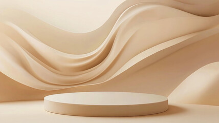 Poster - A beautiful abstract illustration featuring soft beige and cream waves, creating a serene atmosphere