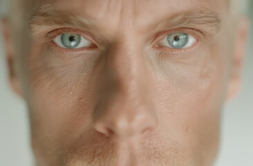 Poster - close-up portrait of a person with striking blue eyes