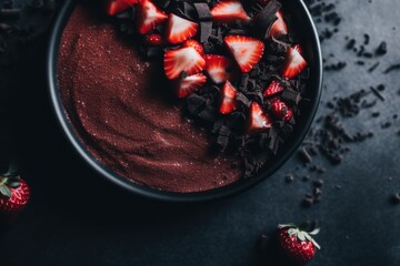 Poster - Decadent chocolate dessert with fresh strawberries