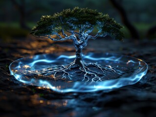 Canvas Print - Surreal tree of life in water