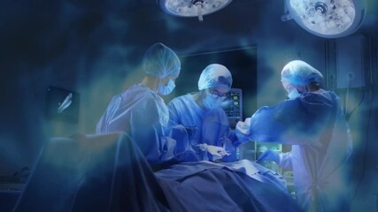 Poster - Animation of light shapes over diverse surgeons during surgery in operating room