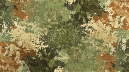 Seamless camouflage pattern in various shades of green and brown, creating a natural, earthy design.