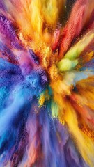 Color explosion with vibrant powder in motion, abstract art concept