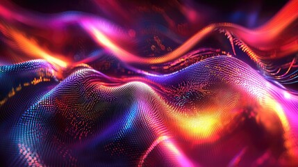 Canvas Print - Abstract digital fractal patterns in neon colors