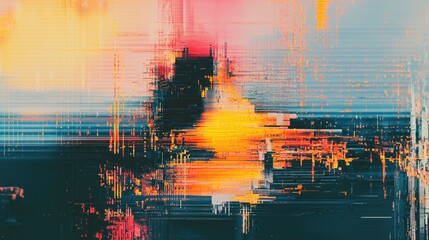 Abstract digital glitch art with distorted pixels