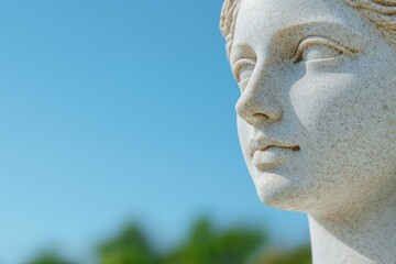 Canvas Print - Serene stone sculpture against blue sky