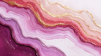 Poster - Vibrant abstract fluid art background with pink and gold tones