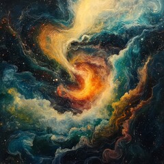 Wall Mural - A vibrant cosmic swirl depicting the beauty of the universe with colorful nebulae.