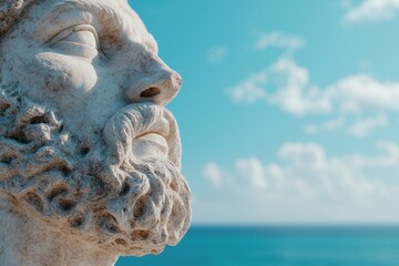 Sticker - Serene stone sculpture against blue sky