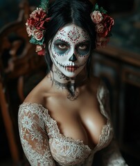 Poster - Stunning woman in day of the dead makeup