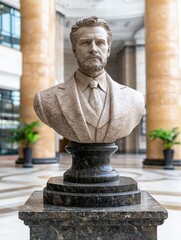 Sticker - Marble bust statue of a man with a beard and suit