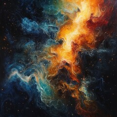 Wall Mural - A vibrant cosmic nebula with swirling colors representing the beauty of the universe.