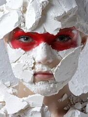 Poster - Dramatic facial expression with white powder and red makeup