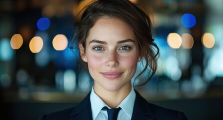 Wall Mural - Confident woman in business attire smiling at camera