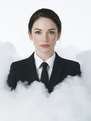 Wall Mural - serious professional woman in black suit and tie