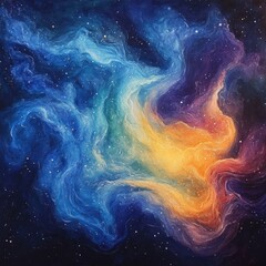 Poster - A vibrant cosmic swirl of colors representing a nebula in space.