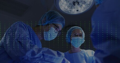 Poster - Animation of cardiograph over diverse surgeons during surgery