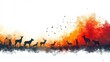 © sa-photo - Abstract wildlife background with various animal silhouettes on a white background
