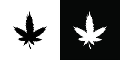 Cannabis leafs icon Thin line flat illustration