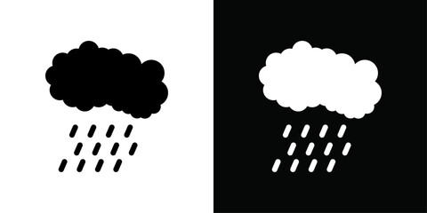 Wall Mural - Rainy weather icon Thin line flat illustration