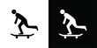© Petsscouts - skateboarding icon Thin line flat illustration