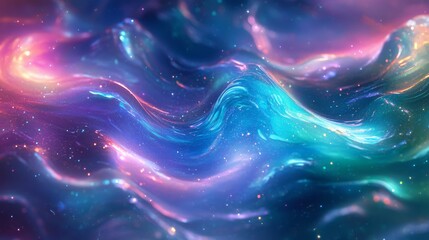 Wall Mural - abstract cosmic background with wavy textures and shimmering lights