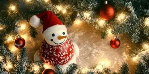 Wall Mural - Merry Christmas and Happy New Year bright colorful composition. Xmas background with festive decorative elements. Festive banner and web poster, greeting card, flyer and brochure