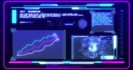 Poster - Animation of diagrams and data processing over black background