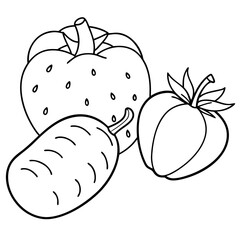 sweet potatoes tomatoes vegetables outline coloring book page line art illustration digital drawing