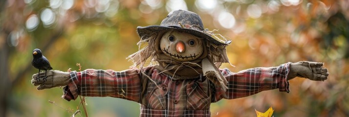 Poster - Scarecrow used as a bird deterrent in gardens