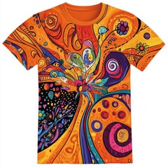 Poster - A vibrant, abstract t-shirt design featuring colorful swirls and patterns.