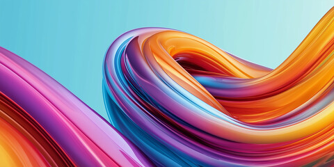 Aufkleber - Abstract colorful fluid shape is flowing on blue background