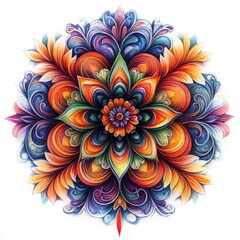 Sticker - A vibrant, intricate mandala design featuring floral patterns and bold colors.